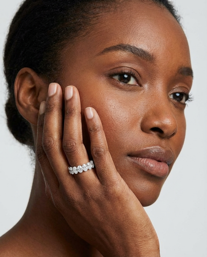 Bague éternité avec diamants ovales