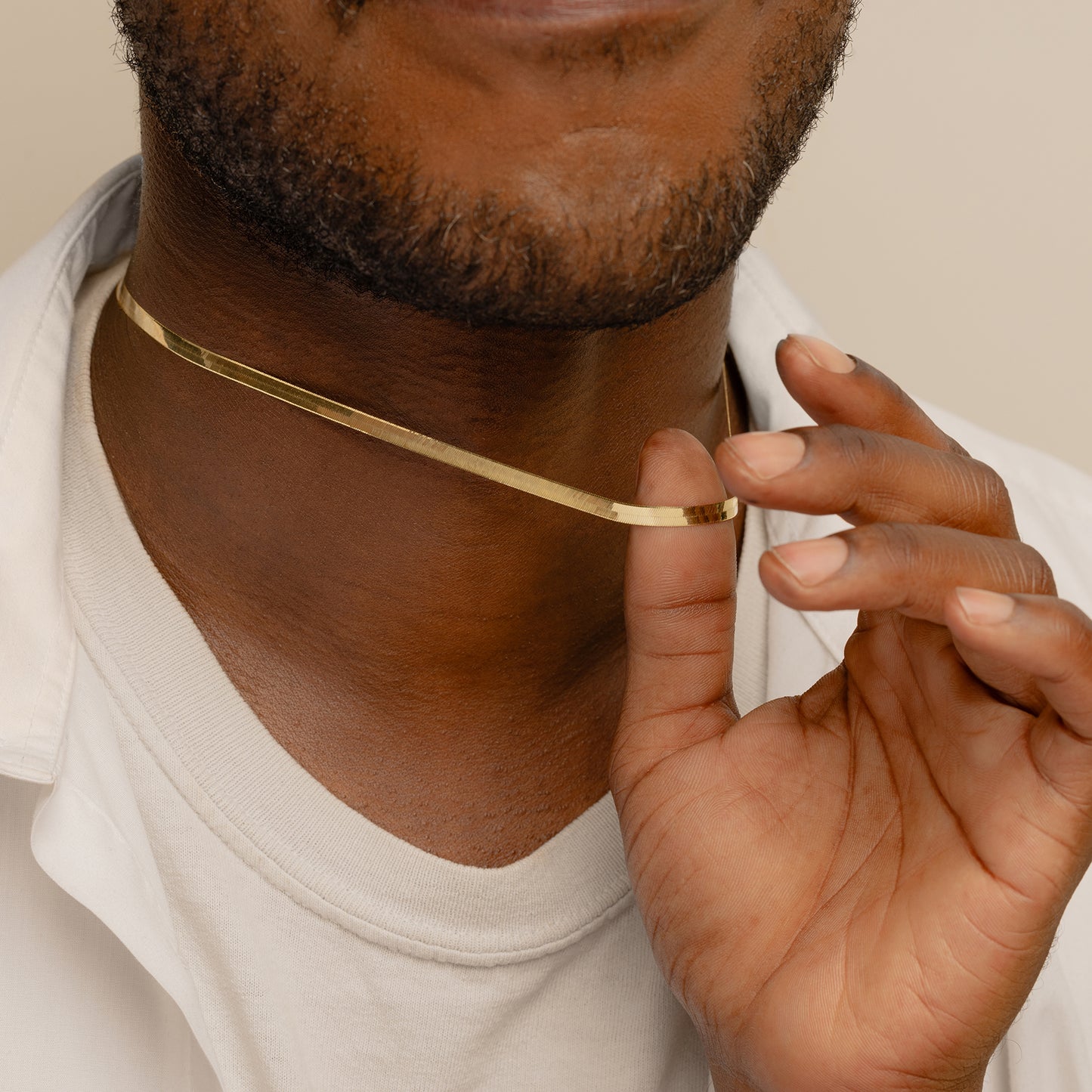 3.8mm Gold Herringbone Necklace