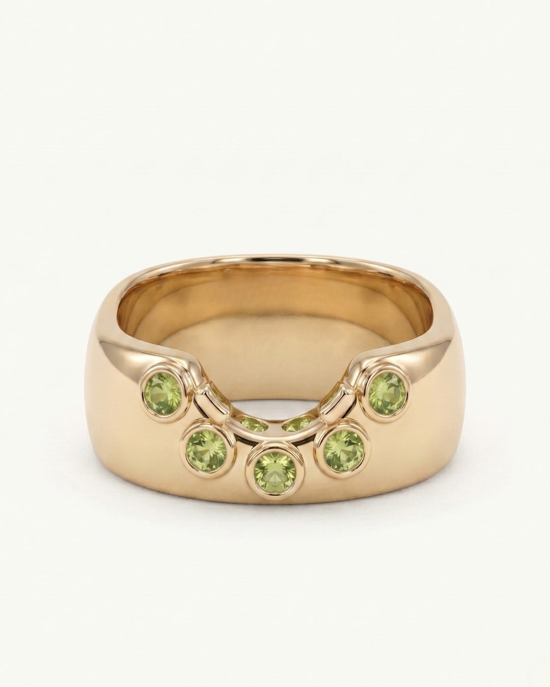 Bezel Gemstone Curve Ring Green Sapphire