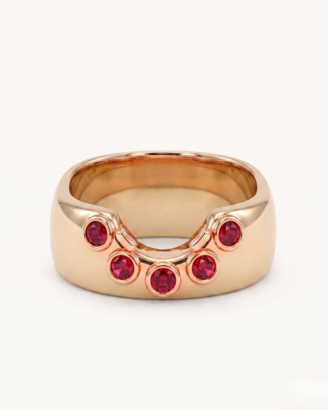 Bezel Gemstone Curve Ring Red Sapphire