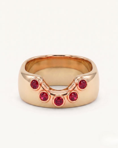 Bezel Gemstone Curve Ring Red Sapphire