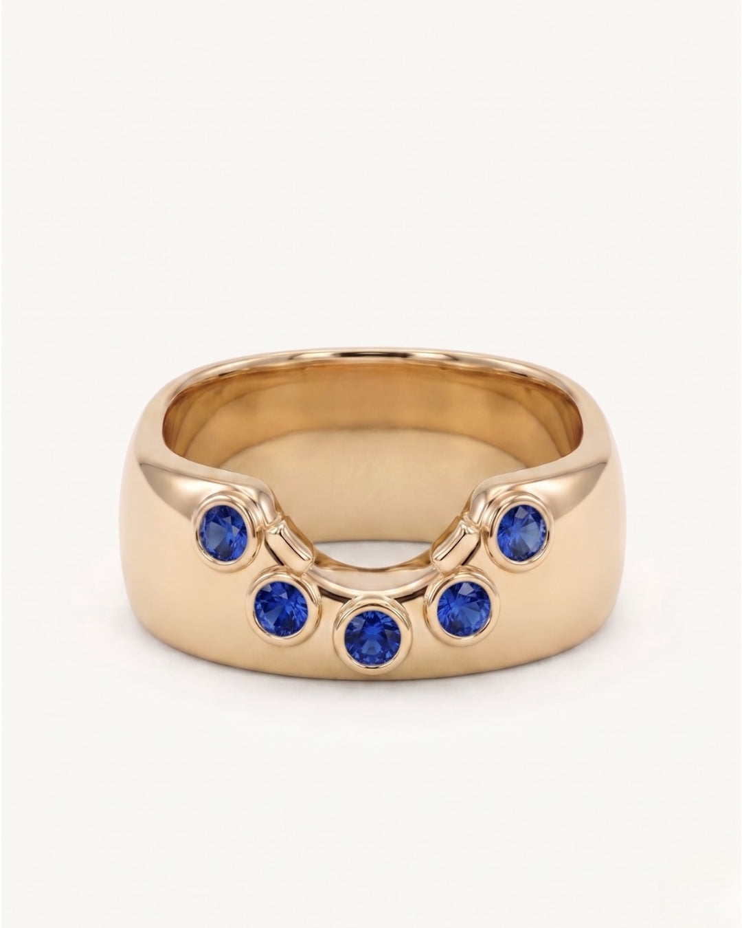 Bezel Gemstone Curve Ring Blue Sapphire