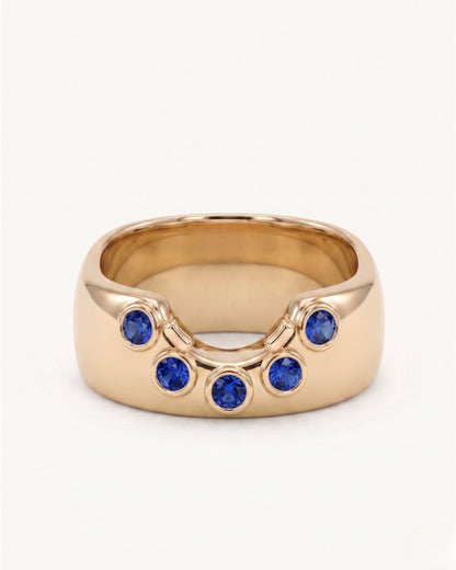 Bezel Gemstone Curve Ring Blue Sapphire