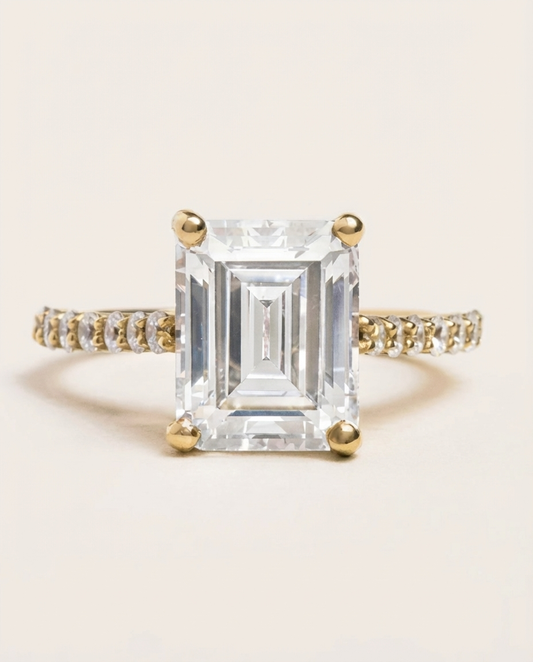 Pavé Emerald Cut Engagement Ring