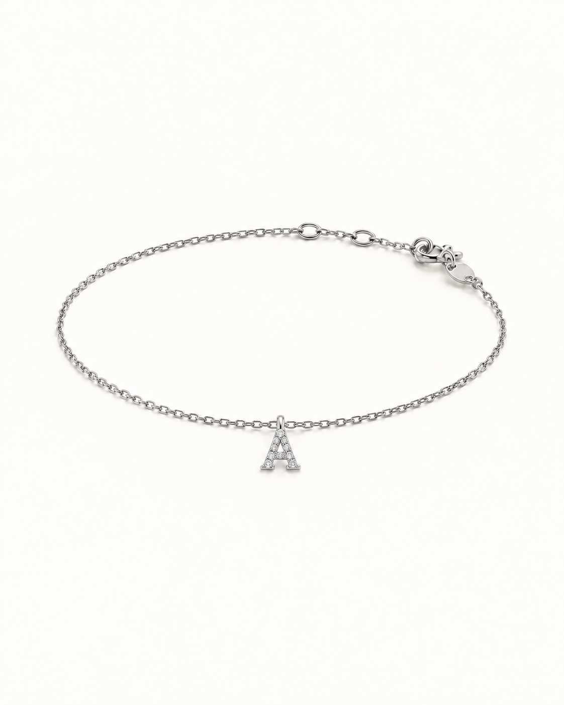 Diamond initial letter bracelet