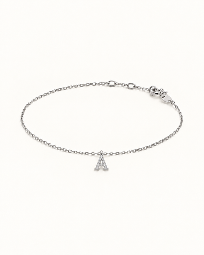 Diamond initial letter bracelet