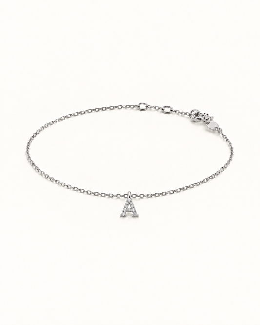 Diamond initial letter bracelet