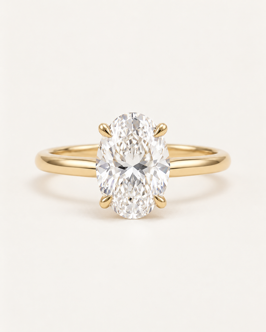 Oval Cut Engagement Ring With Hidden Halo