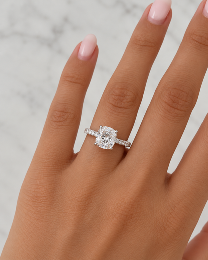 Pavé Cushion Cut Engagement Ring