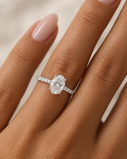 Pavé Oval Cut Engagement Ring