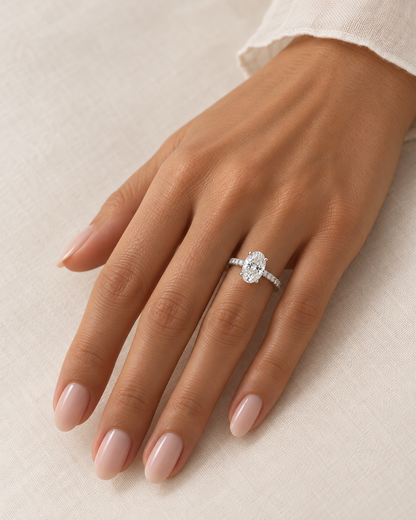 Pavé Oval Cut Engagement Ring
