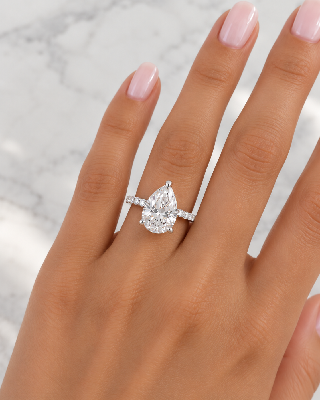 Pear Shaped Engagement Ring With Petite Pavé