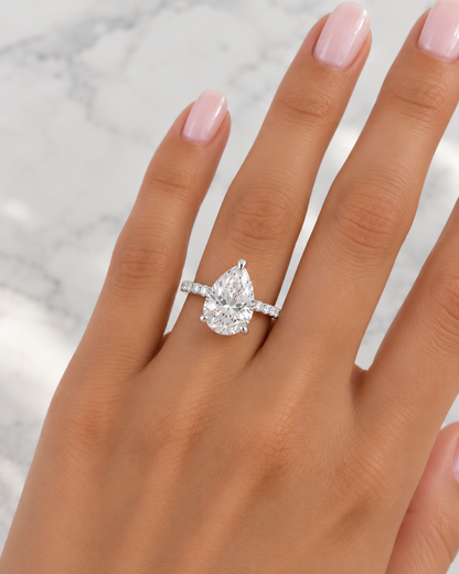 Pear Shaped Engagement Ring With Petite Pavé