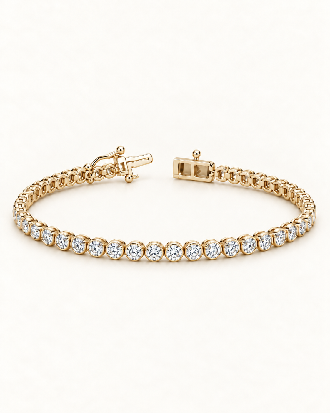 Round Bezel Diamond Tennis Bracelet