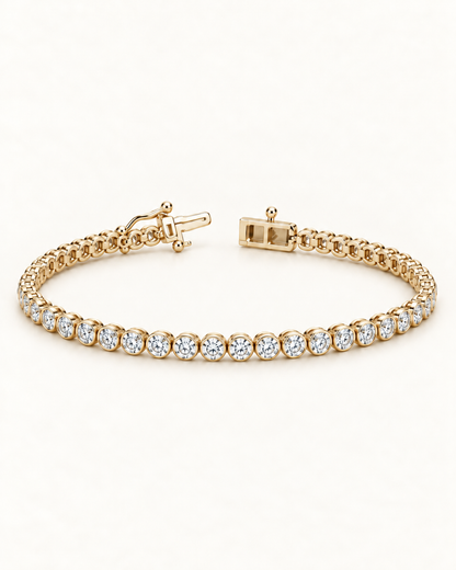 Round Bezel Diamond Tennis Bracelet