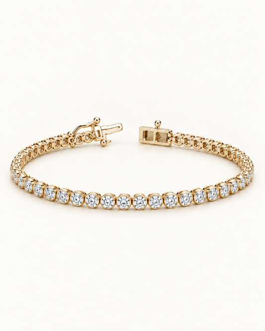 Round Bezel Diamond Tennis Bracelet
