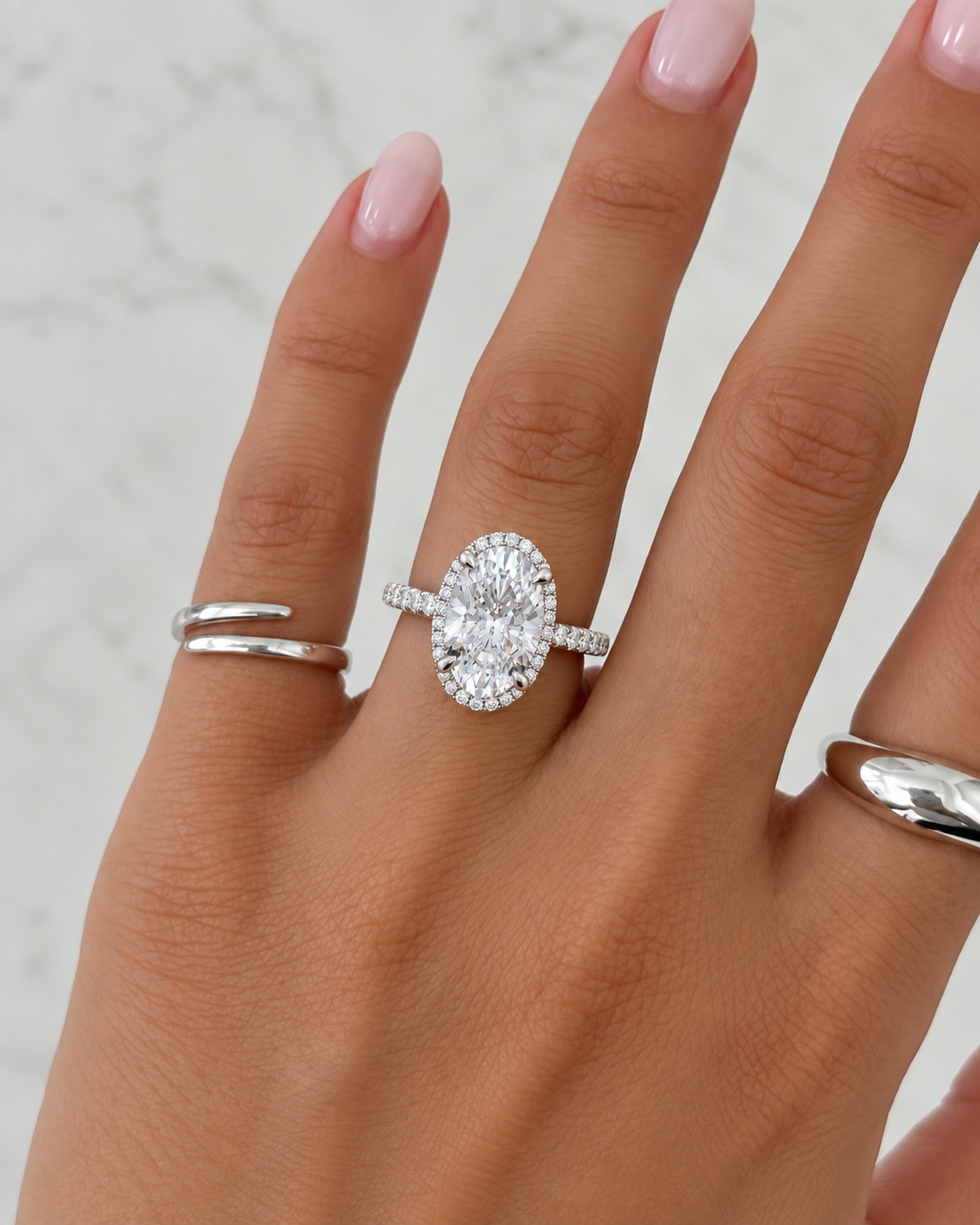 Pavé Oval Halo Engagement Ring