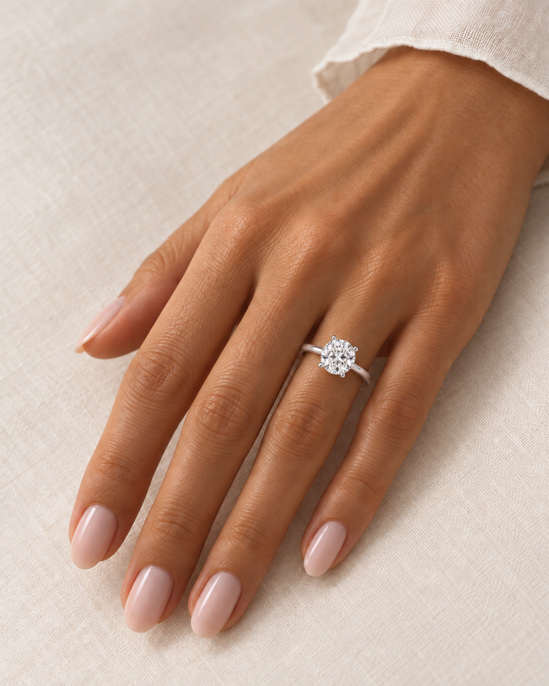 Bague de fiançailles solitaire diamant rond