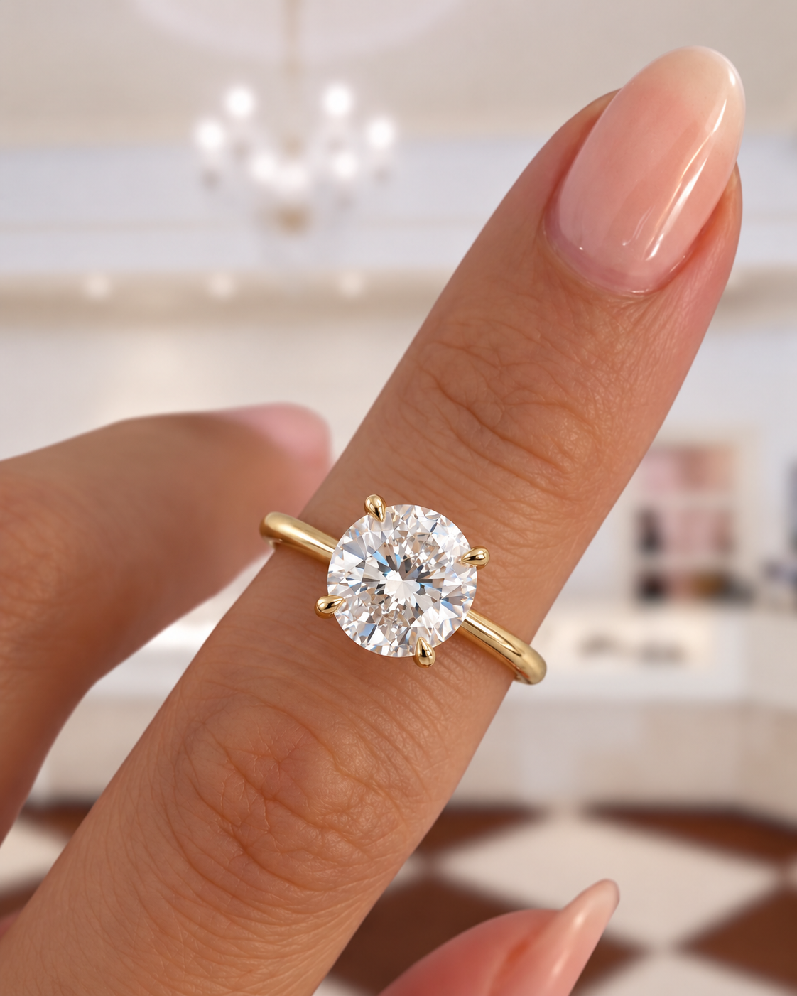 Bague de fiançailles solitaire diamant rond