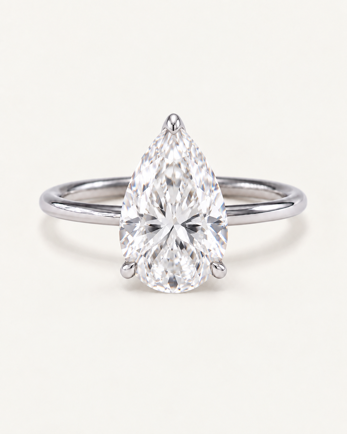 Bague de fiançailles solitaire diamant poire