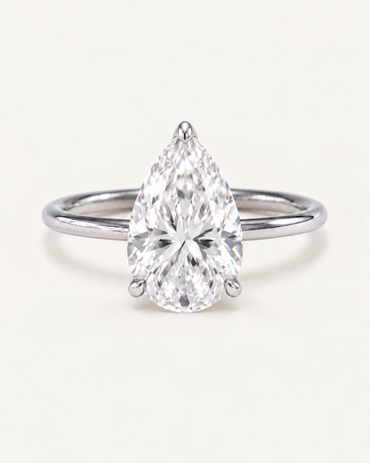 Bague de fiançailles solitaire diamant poire