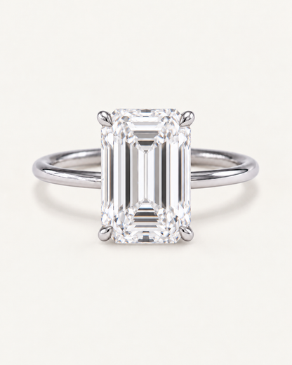 Bague de fiançailles solitaire diamant émeraude