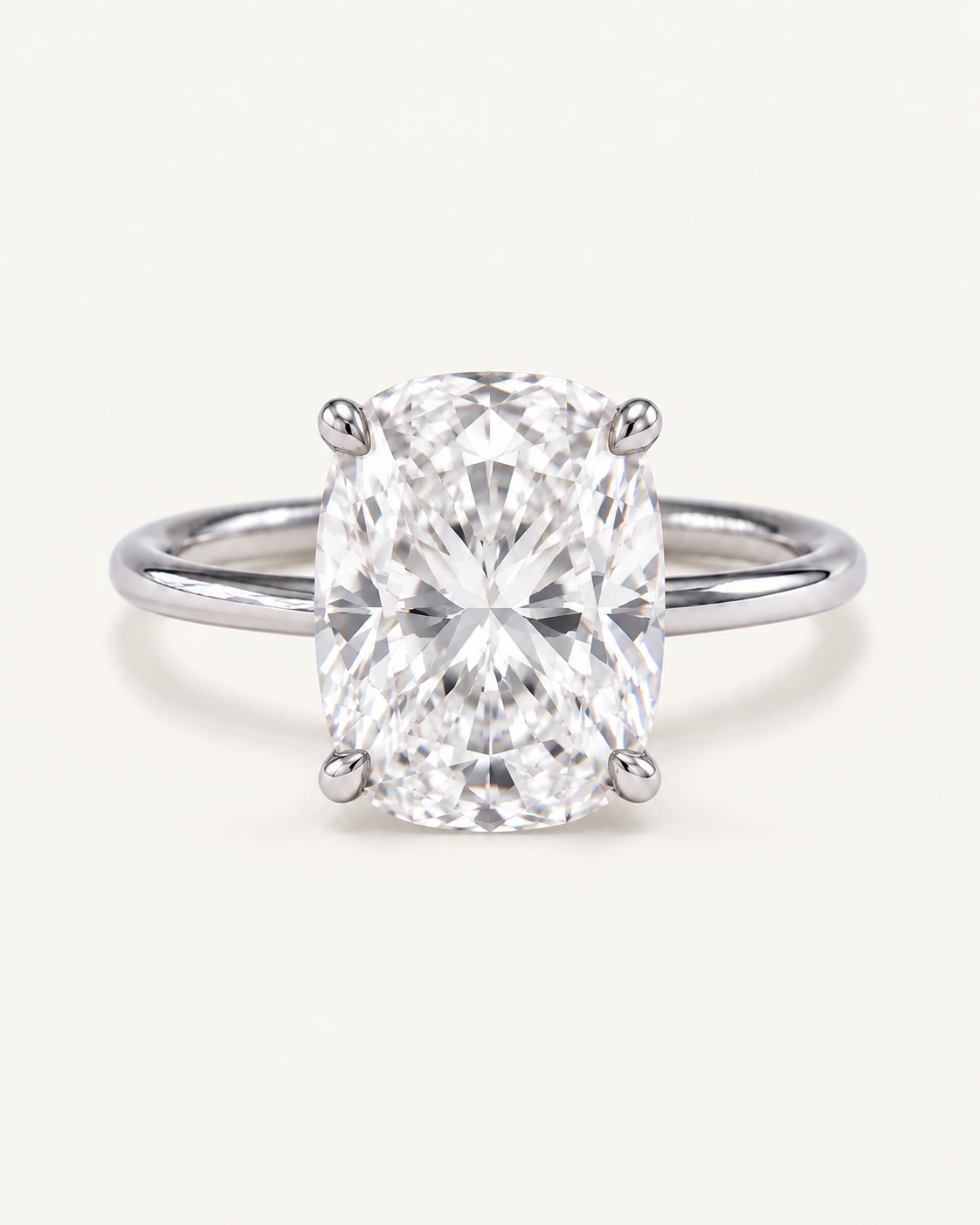Bague de fiançailles solitaire diamant coussin allongé