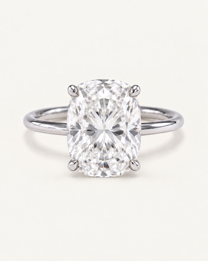 Bague de fiançailles solitaire diamant coussin allongé