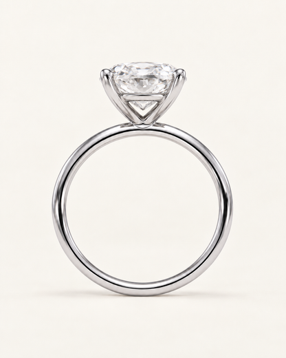Bague de fiançailles solitaire diamant coussin allongé