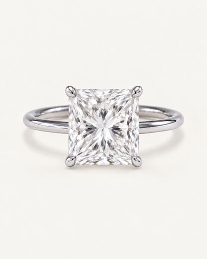 Bague de fiançailles solitaire diamant princesse
