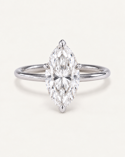 Bague de fiançailles solitaire diamant marquise