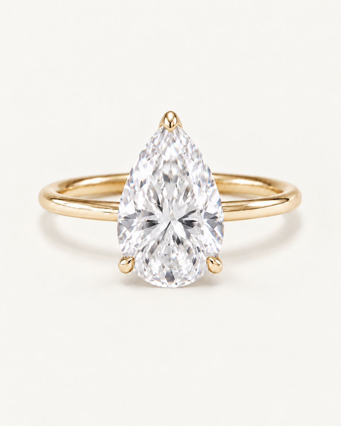 Bague de fiançailles solitaire diamant poire