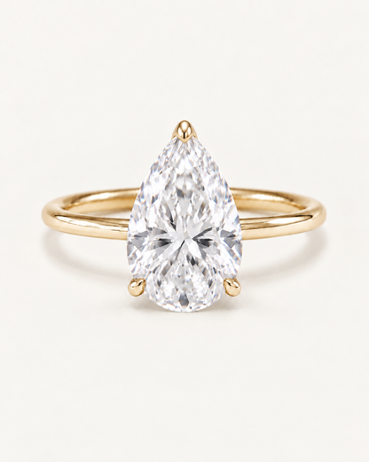 Bague de fiançailles solitaire diamant poire
