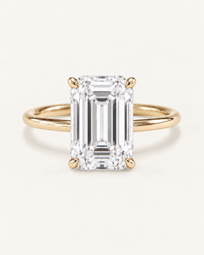 Bague de fiançailles solitaire diamant émeraude