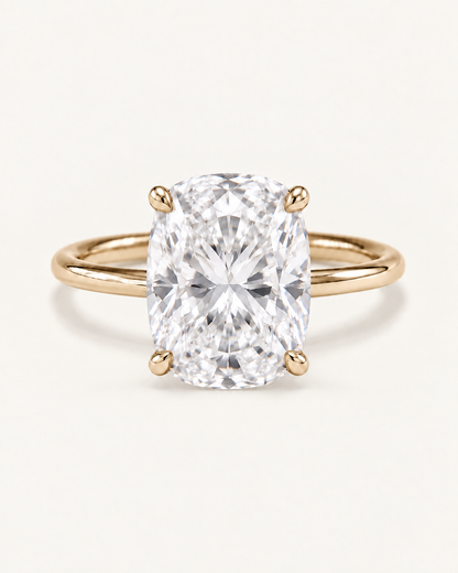 Bague de fiançailles solitaire diamant coussin allongé