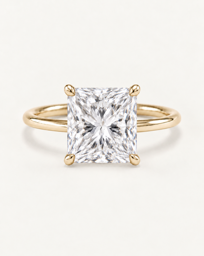 Bague de fiançailles solitaire diamant princesse