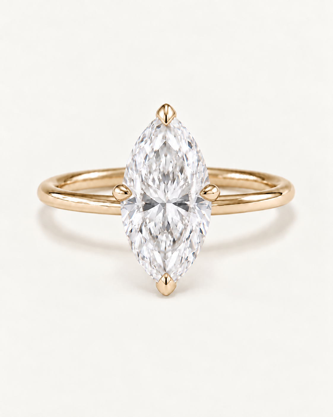 Bague de fiançailles solitaire diamant marquise