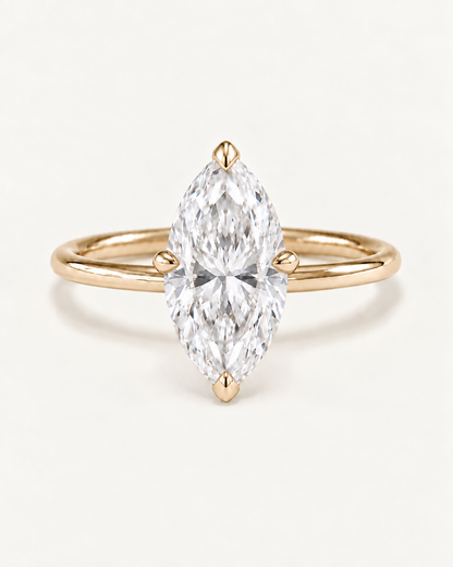 Bague de fiançailles solitaire diamant marquise