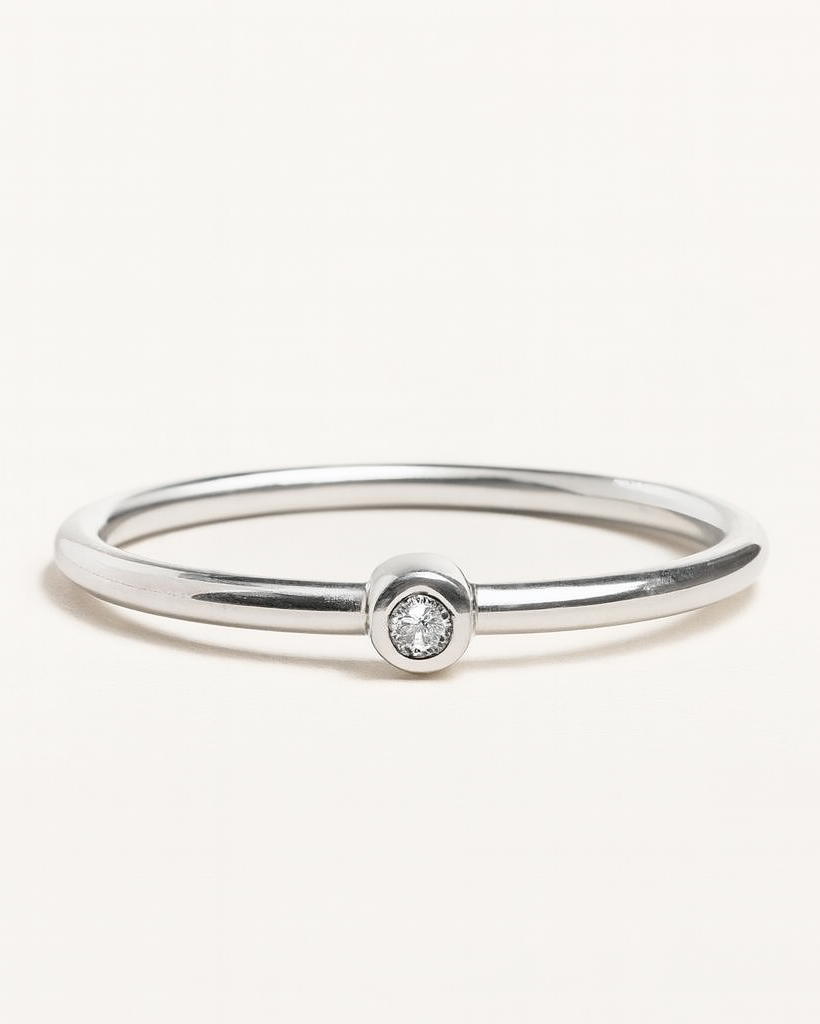 Mini Round Bezel Diamond Ring (Ready-to-ship)