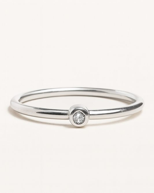 Mini Round Bezel Diamond Ring (Ready-to-ship)