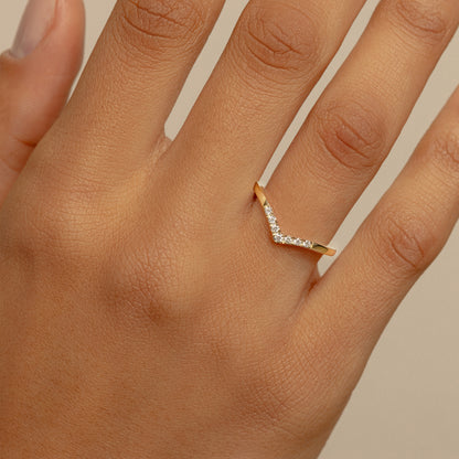 Chevron Half Eternity Diamond Ring