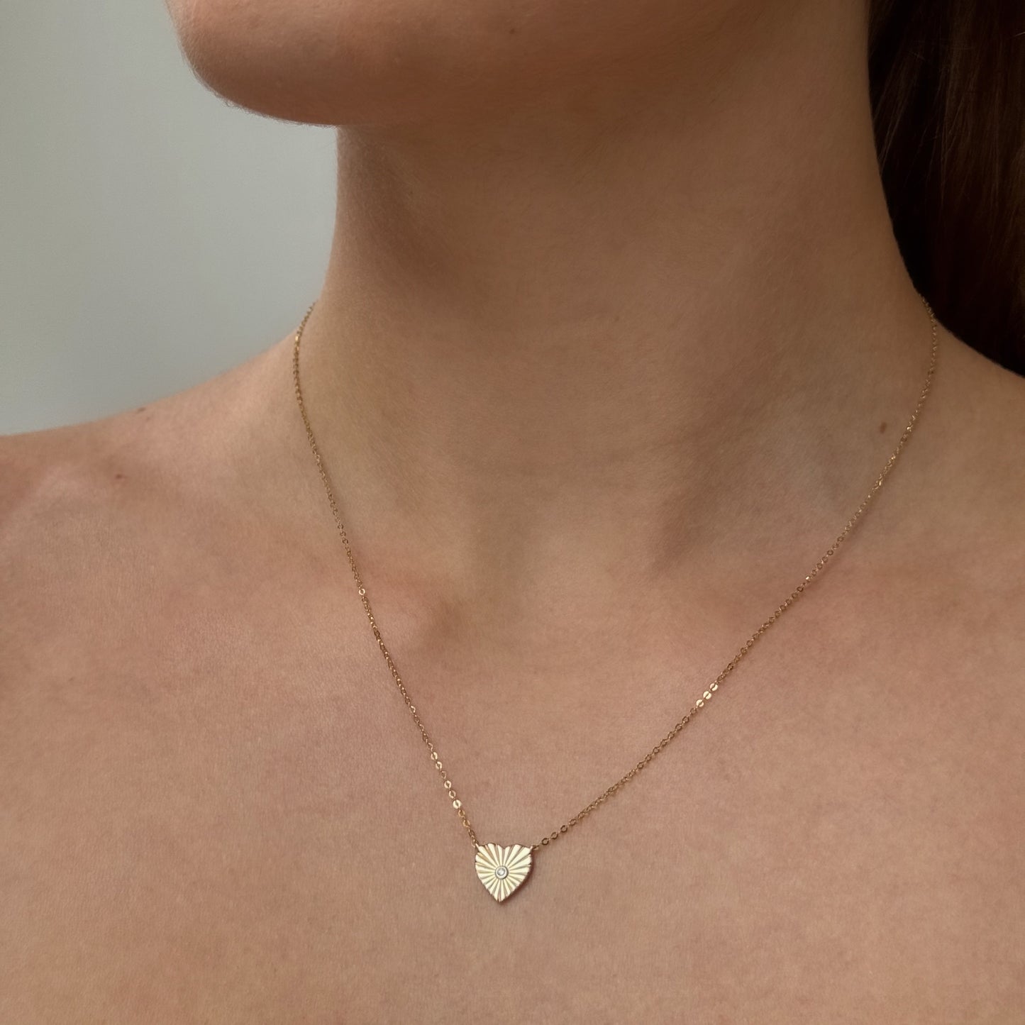 Bezel diamond Heart Necklace