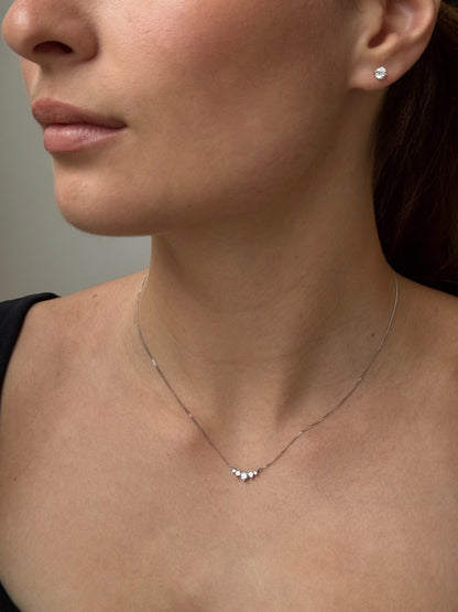 Arc necklace with 5 diamonds (Ready-to-ship)