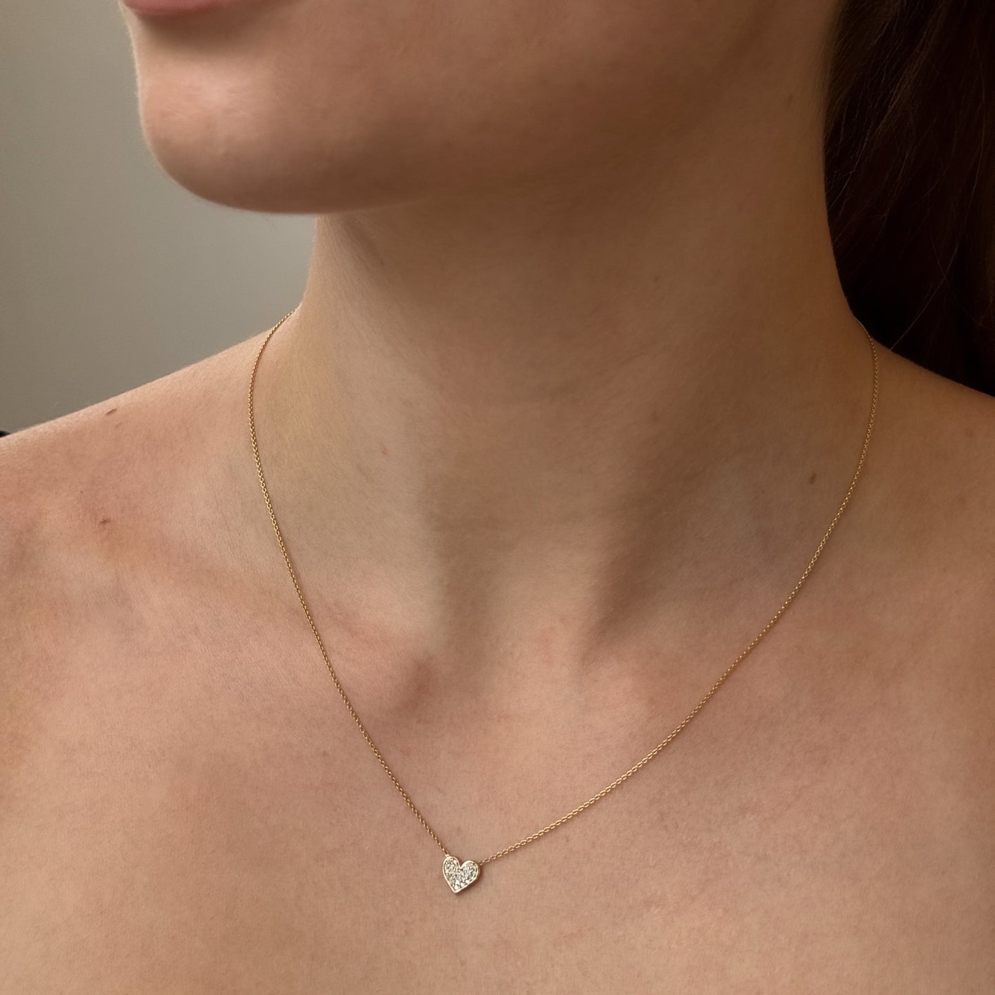 Heart necklace with diamonds (Ready-to-ship)