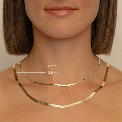 2mm Gold Herringbone Necklace