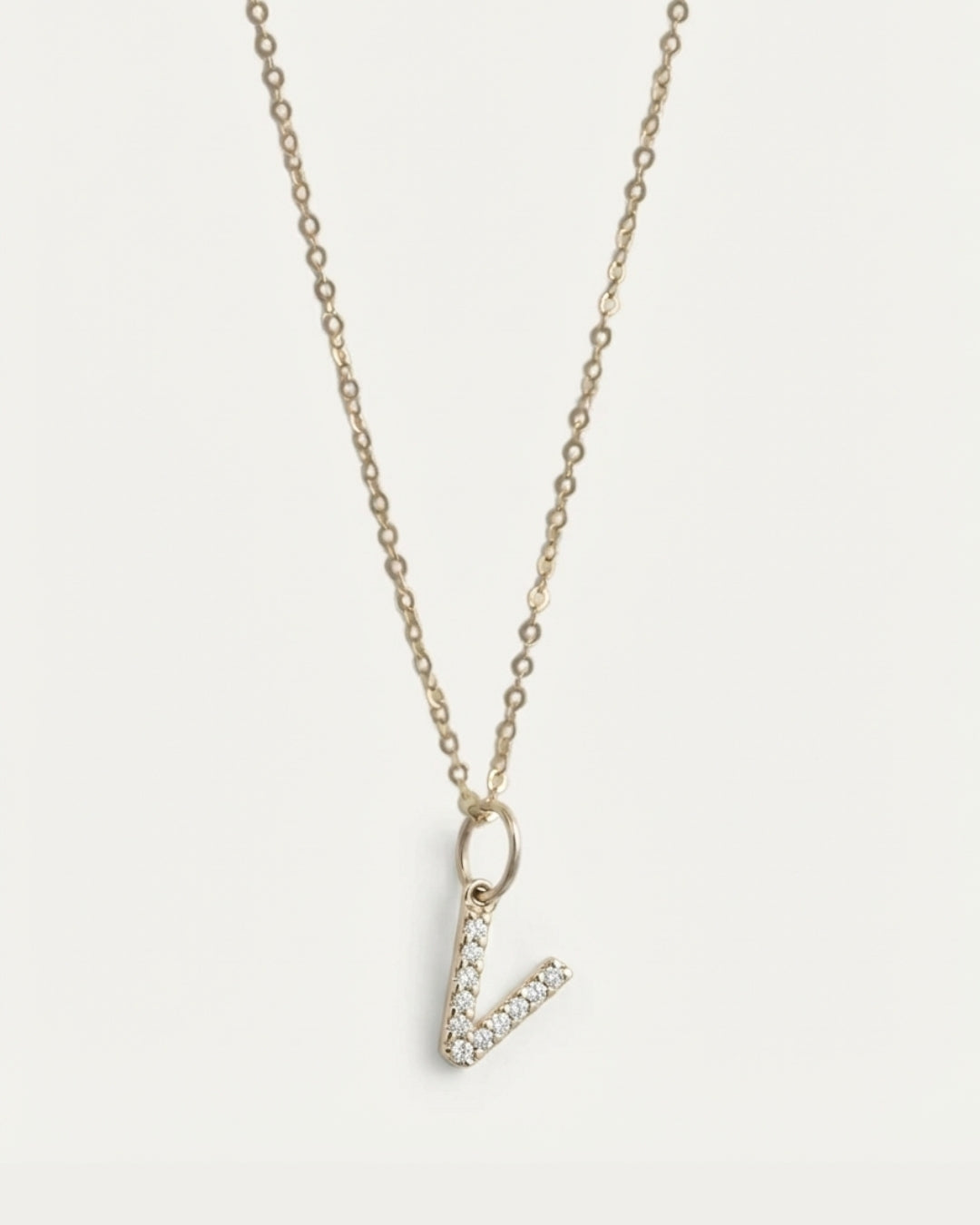 Diamond Initial V letter necklace (Ready-to-ship)