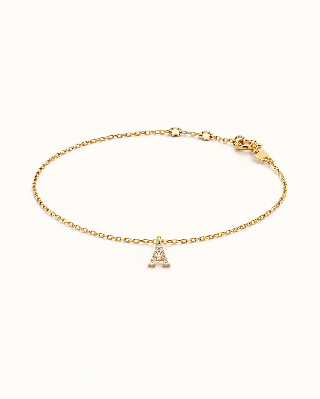 Diamond initial letter bracelet