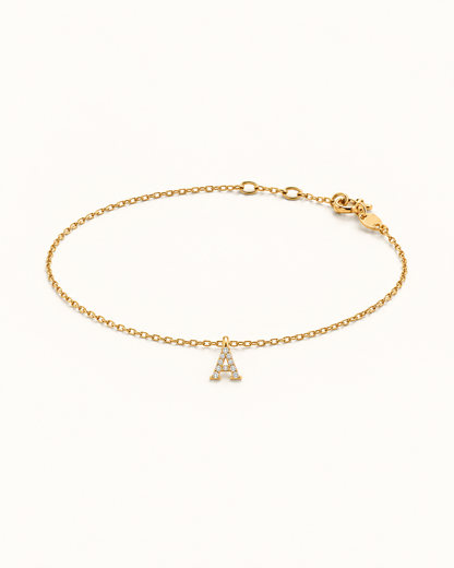 Diamond initial letter bracelet