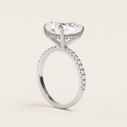 Elongated Cushion Cut with Pavé and Hidden Halo Engagement Ring