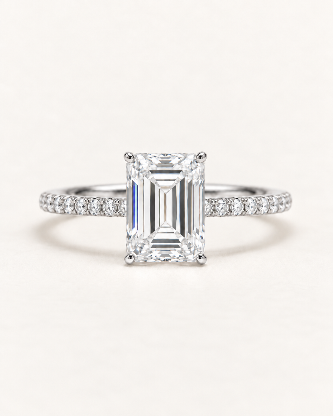 Pavé Emerald Cut Engagement Ring